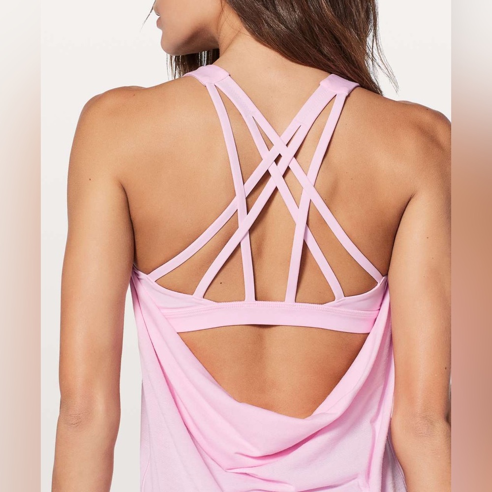 lululemon athletica Pink Strappy Back Tank Top 8 built in bra